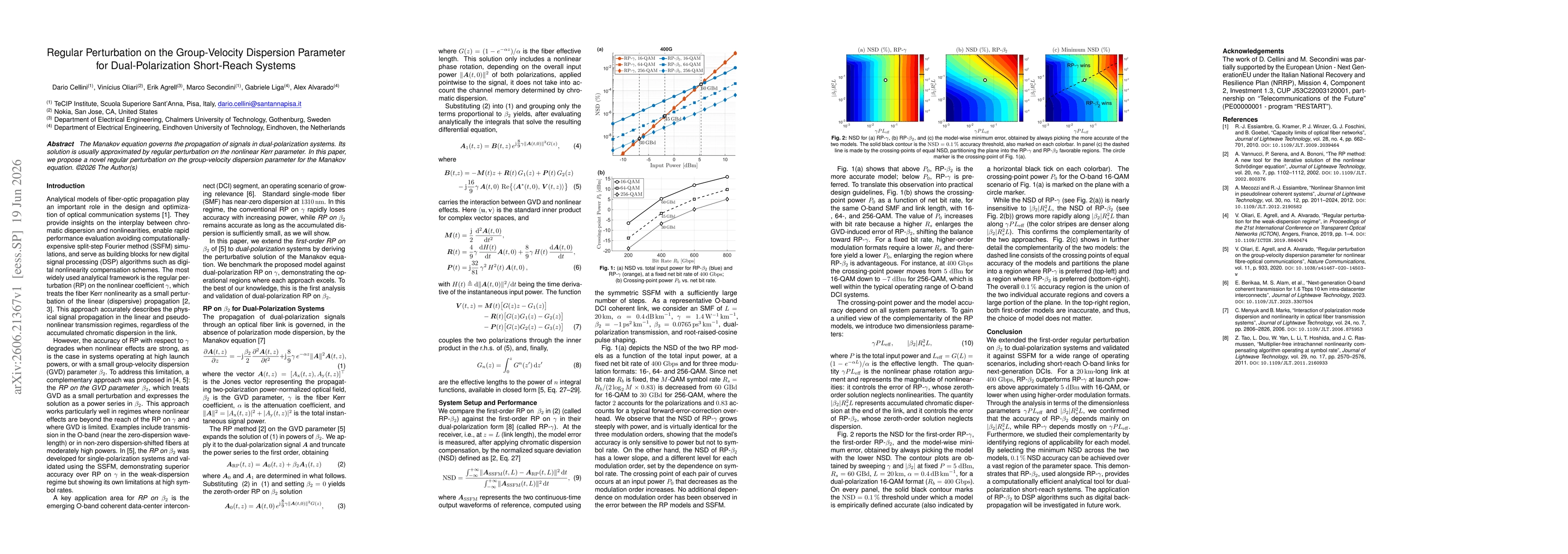 Thumbnail for Regular Perturbation on the Group-Velocity Dispersion Parameter for Dual-Polarization Short-Reach Systems