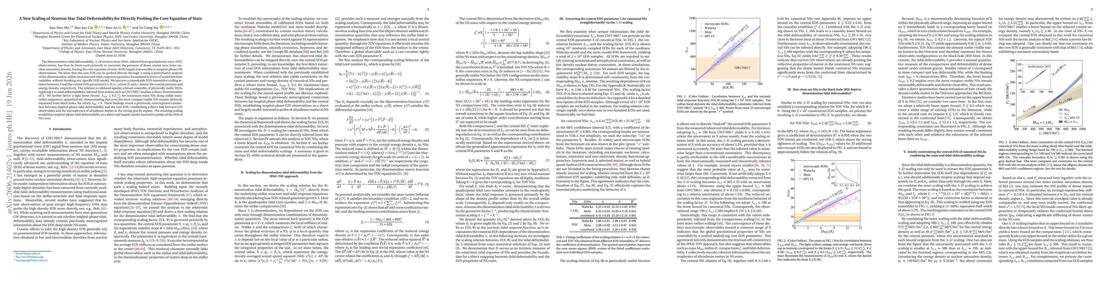 Thumbnail for A New Scaling of Neutron Star Tidal Deformability for Directly Probing the Core Equation of State