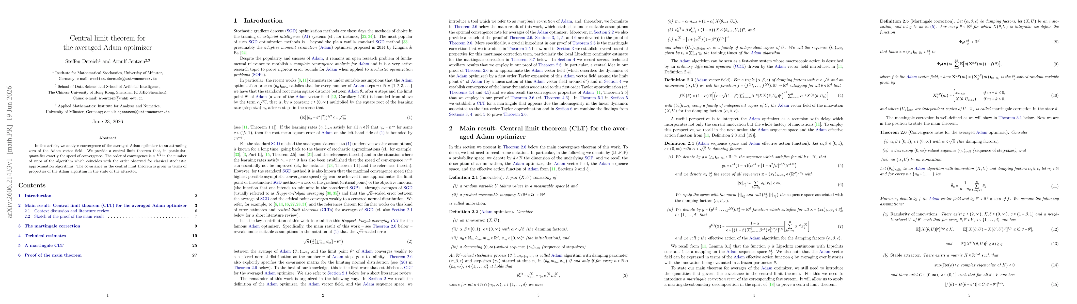 Thumbnail for Central limit theorem for the averaged Adam optimizer