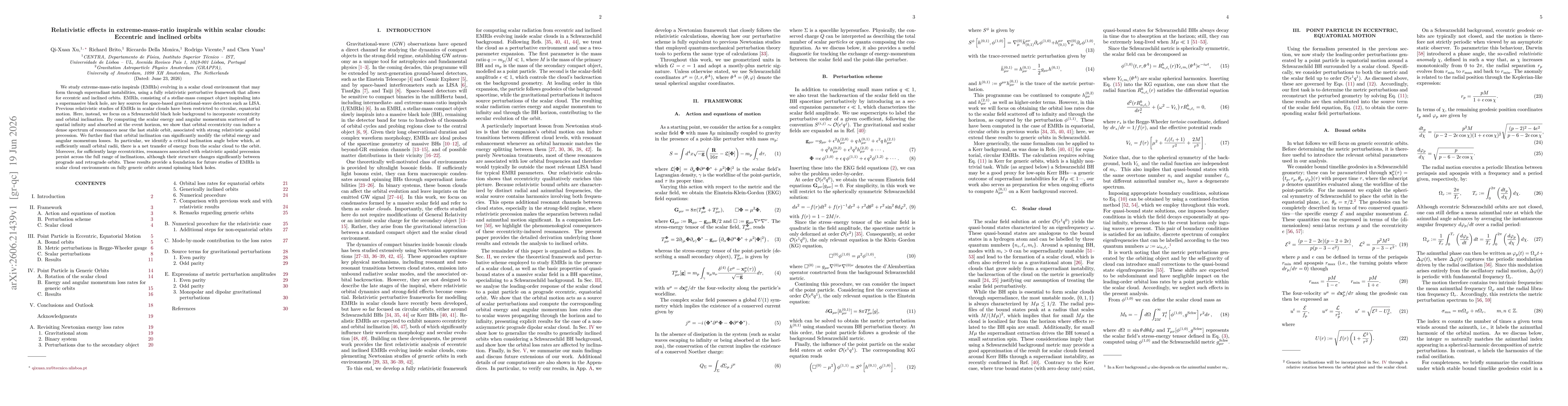 Thumbnail for Relativistic effects in extreme-mass-ratio inspirals within scalar clouds: Eccentric and inclined orbits