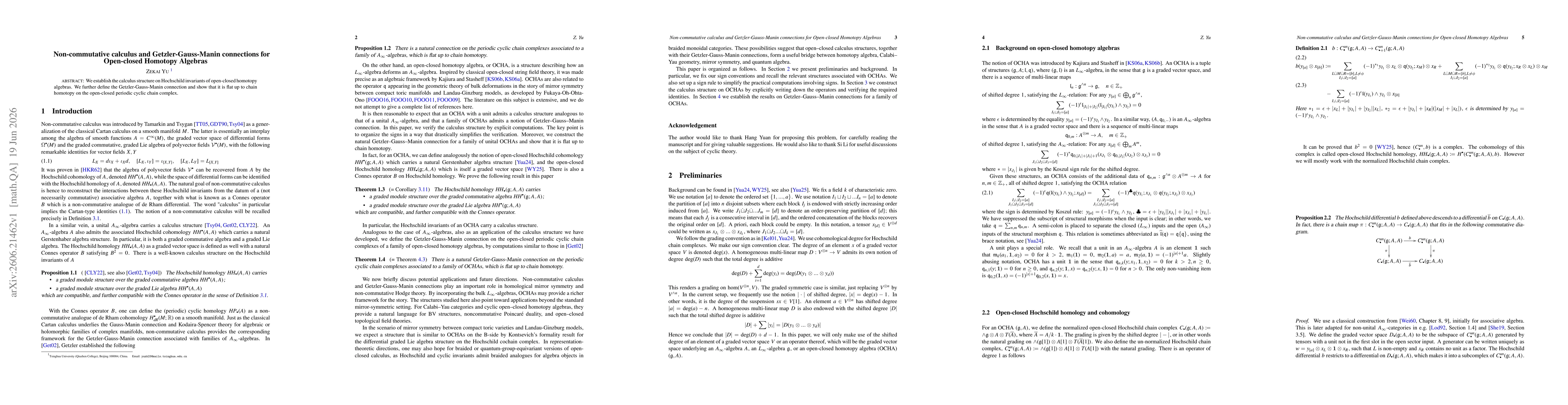 Thumbnail for Non-commutative calculus and Getzler-Gauss-Manin connections for Open-closed Homotopy Algebras