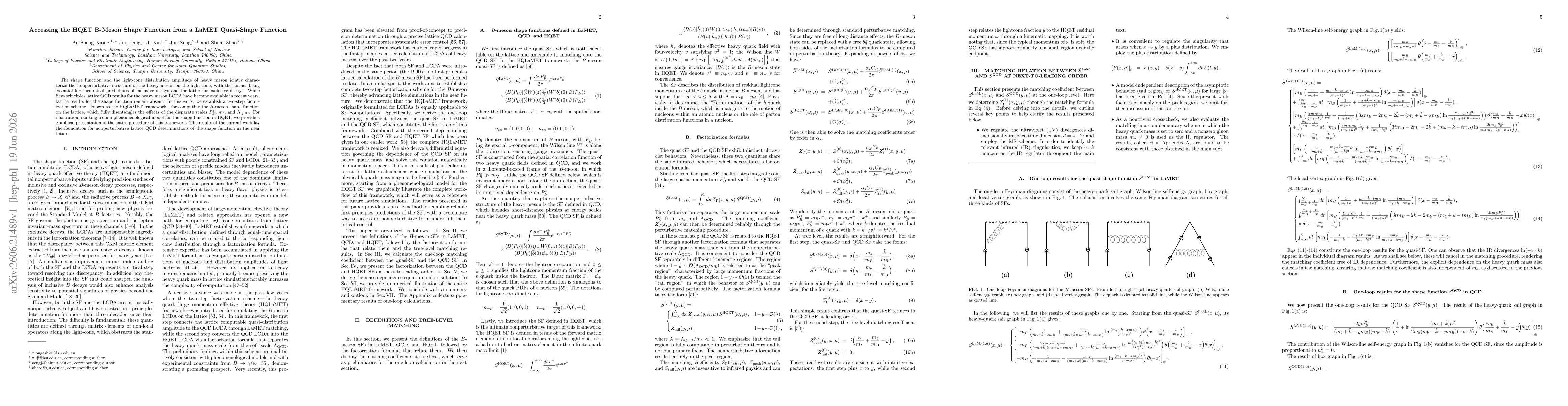 Thumbnail for Accessing the HQET B-Meson Shape Function from a LaMET Quasi-Shape Function