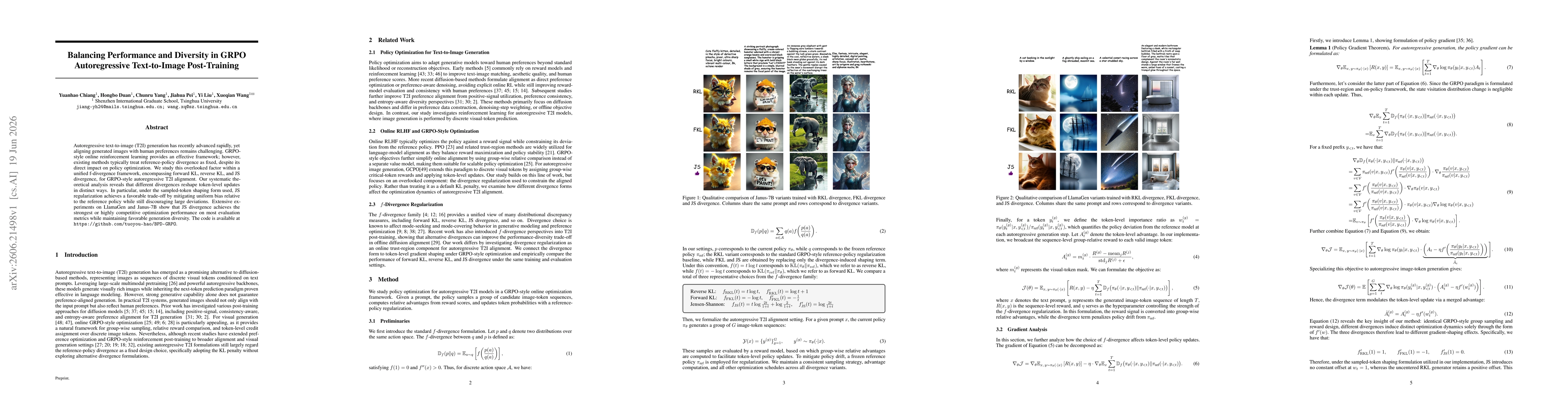 Thumbnail for Balancing Performance and Diversity in GRPO Autoregressive Text-to-Image Post-Training