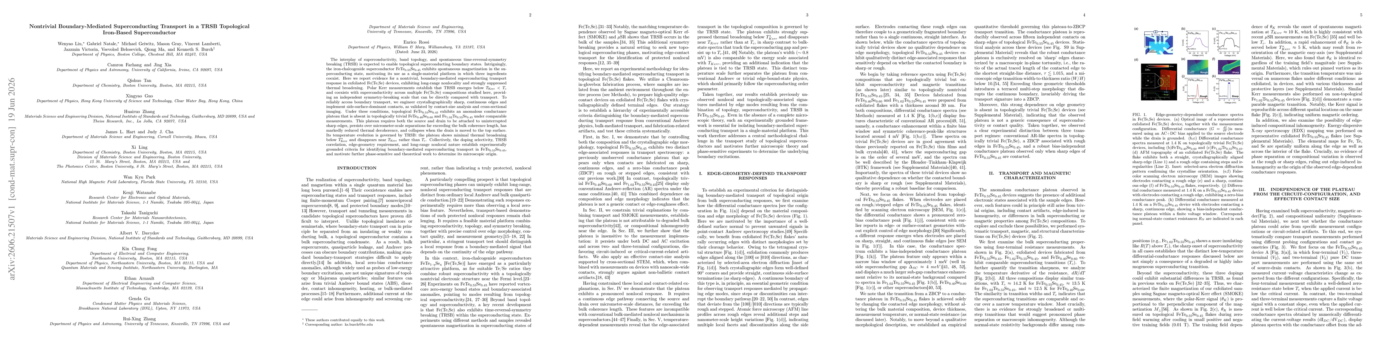 Thumbnail for Nontrivial Boundary-Mediated Superconducting Transport in a TRSB Topological Iron-Based Superconductor