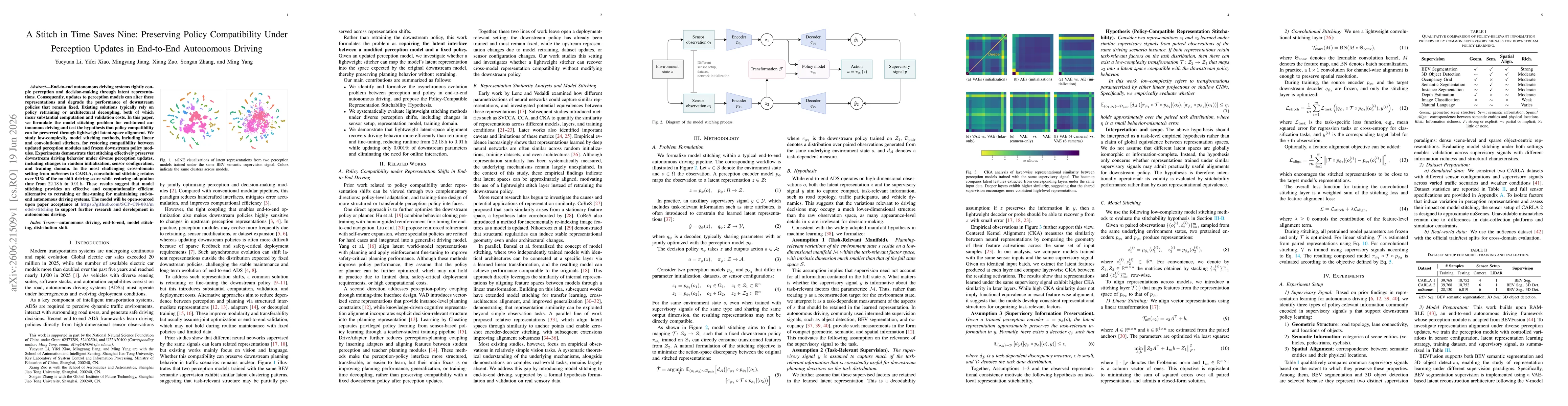 Thumbnail for A Stitch in Time Saves Nine: Preserving Policy Compatibility Under Perception Updates in End-to-End Autonomous Driving