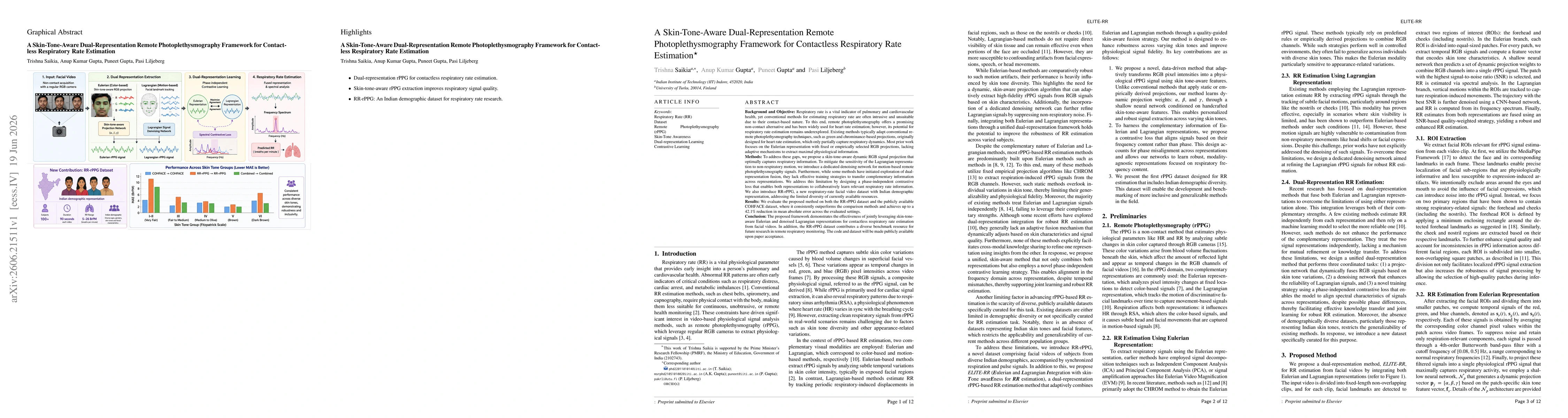 Thumbnail for A Skin-Tone-Aware Dual-Representation Remote Photoplethysmography Framework for Contactless Respiratory Rate Estimation