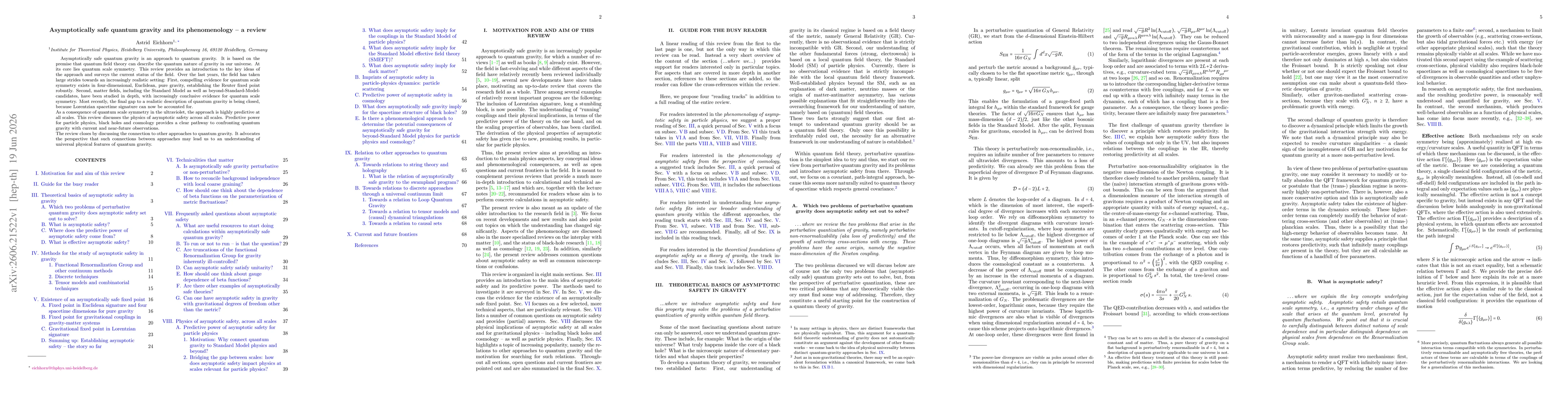 Thumbnail for Asymptotically safe quantum gravity and its phenomenology -- a review