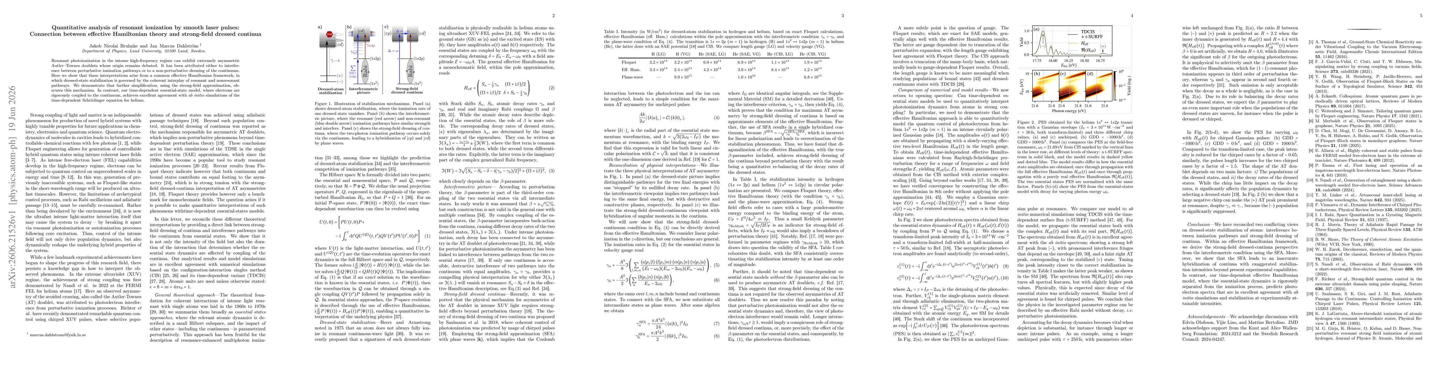 Thumbnail for Quantitative analysis of resonant ionization by smooth laser pulses: Connection between effective Hamiltonian theory and strong-field dressed continua