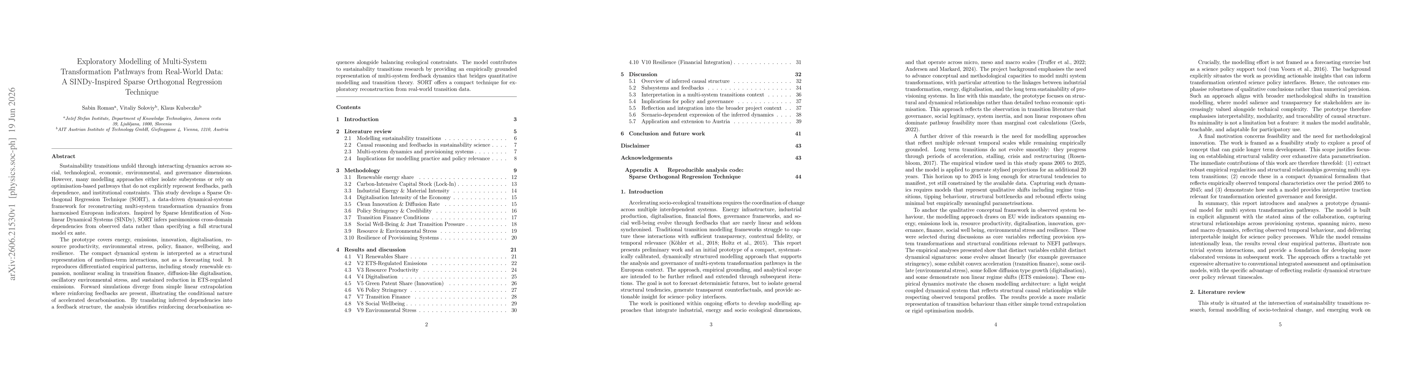 Thumbnail for Exploratory Modelling of Multi-System Transformation Pathways from Real-World Data: A SINDy-Inspired Sparse Orthogonal Regression Technique