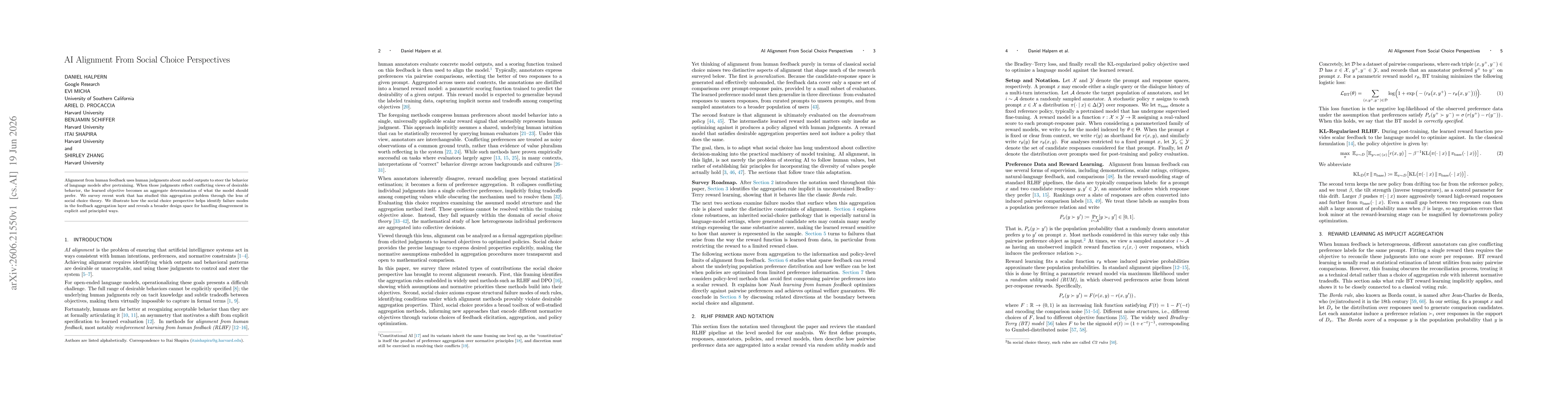 Thumbnail for AI Alignment From Social Choice Perspectives
