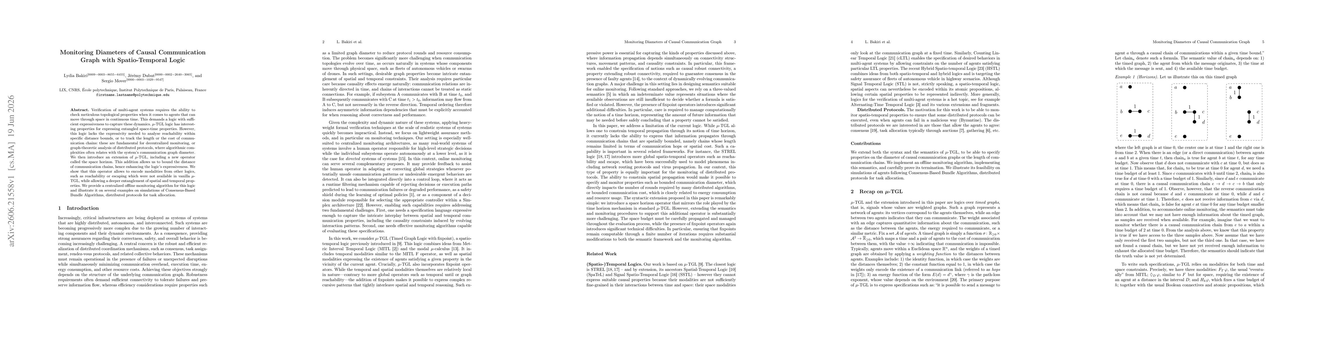 Thumbnail for Monitoring Diameters of Causal Communication Graph with Spatio-Temporal Logic