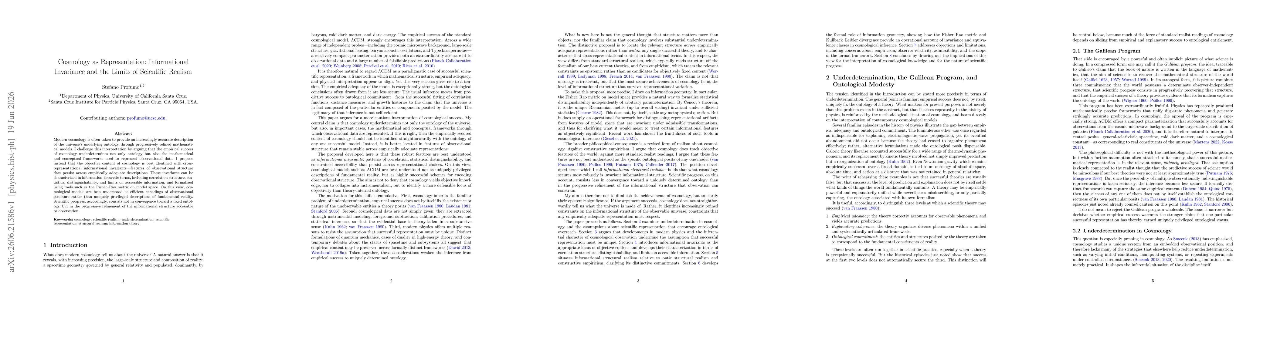 Thumbnail for Cosmology as Representation: Informational Invariance and the Limits of Scientific Realism