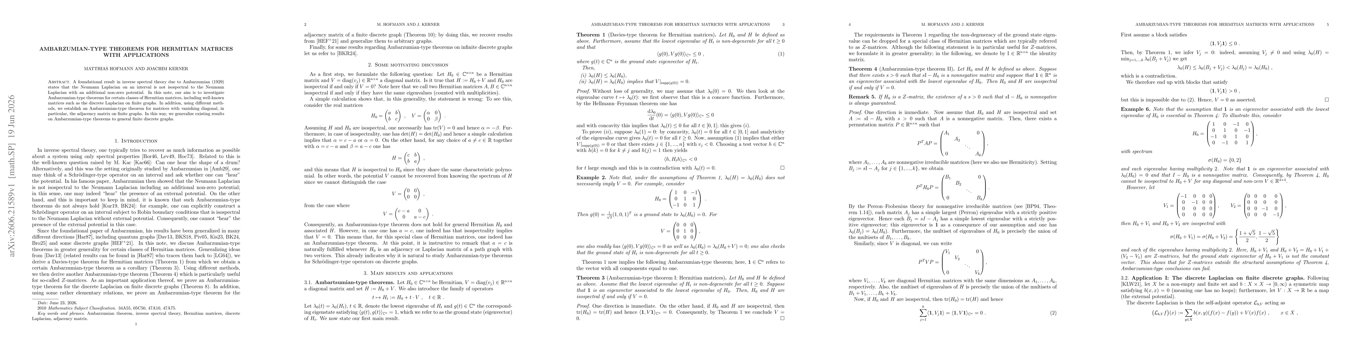 Thumbnail for Ambarzumian-type theorems for Hermitian matrices with applications
