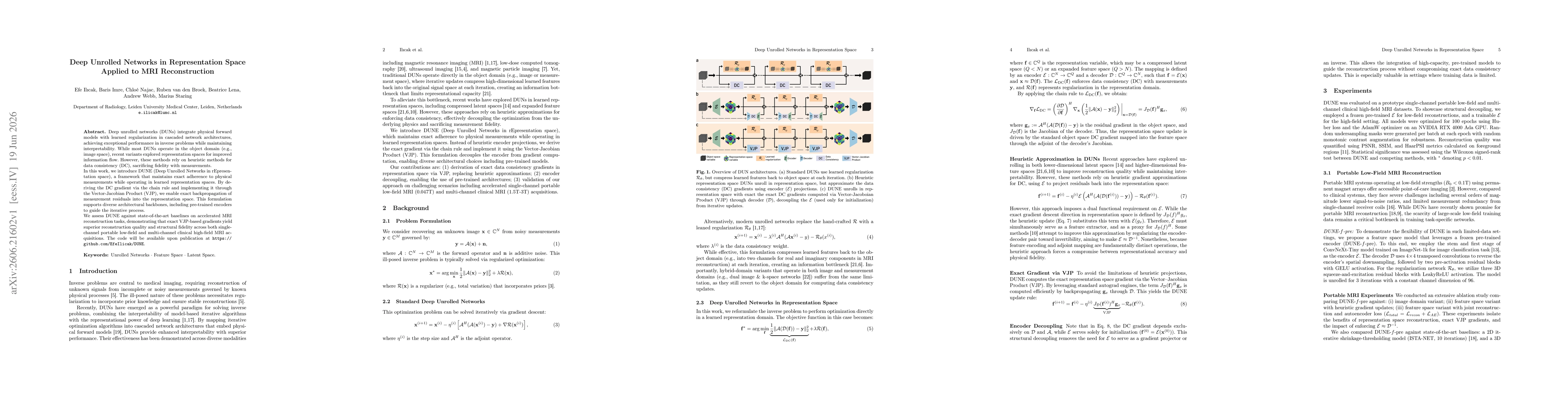 Thumbnail for Deep Unrolled Networks in Representation Space Applied to MRI Reconstruction