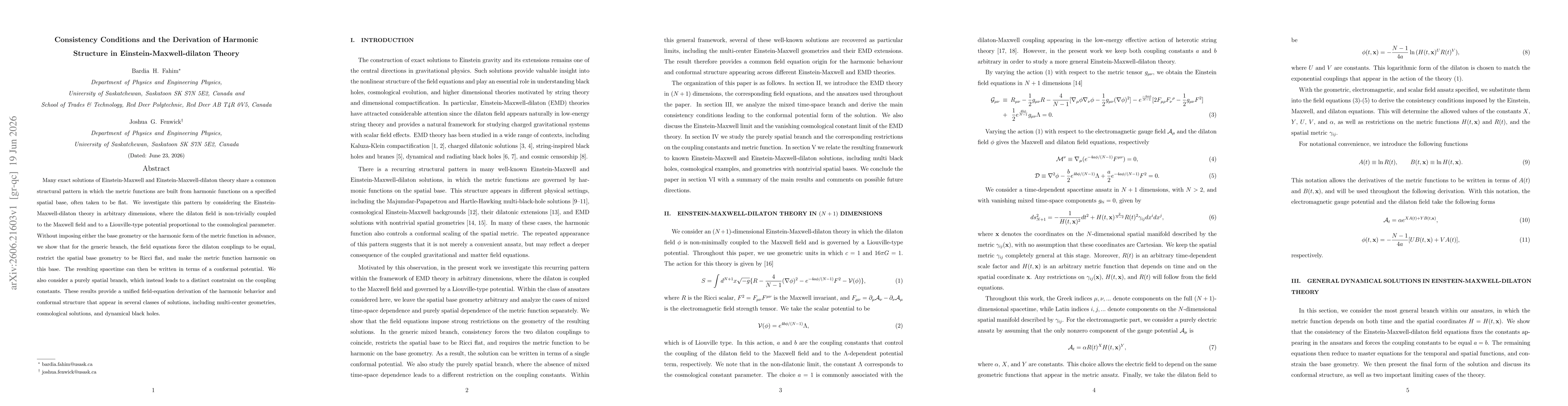 Thumbnail for Consistency Conditions and the Derivation of Harmonic Structure in Einstein-Maxwell-dilaton Theory