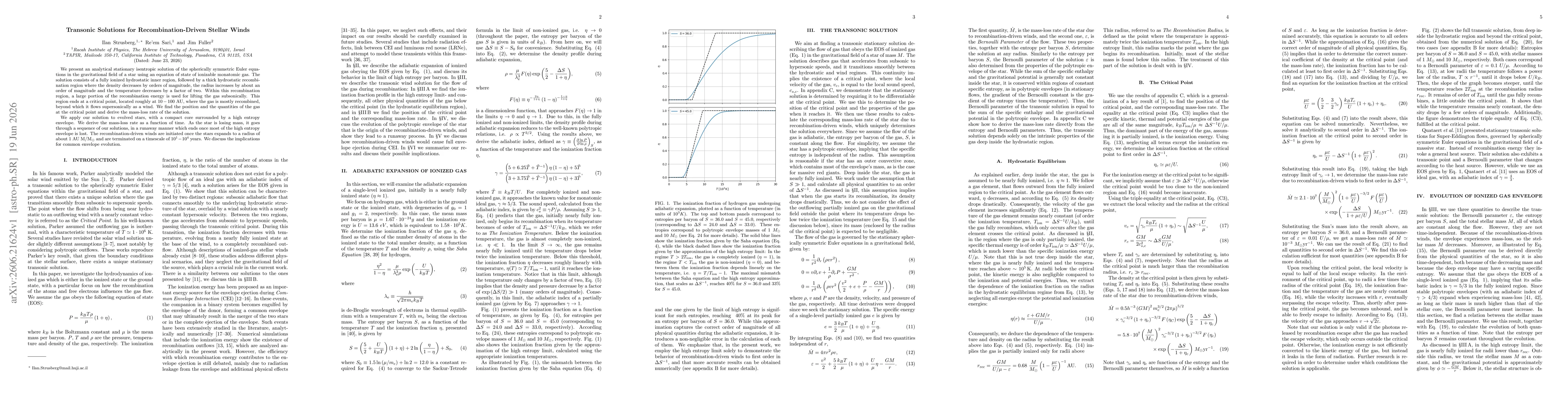 Thumbnail for Transonic Solutions for Recombination-Driven Stellar Winds