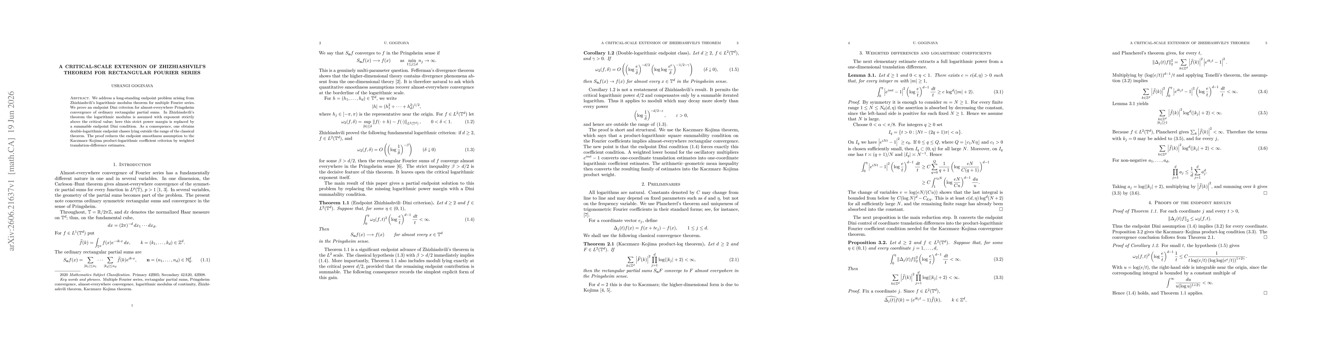 Thumbnail for A Critical-Scale Extension of Zhizhiashvili's Theorem for Rectangular Fourier Series