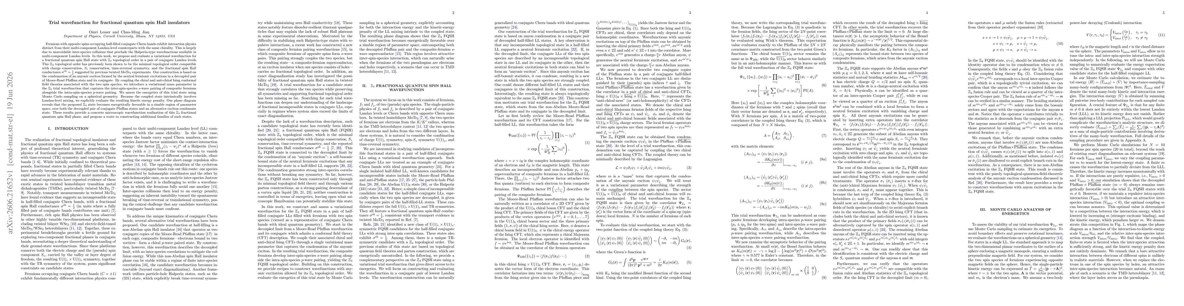 Thumbnail for Trial wavefunction for fractional quantum spin Hall insulators