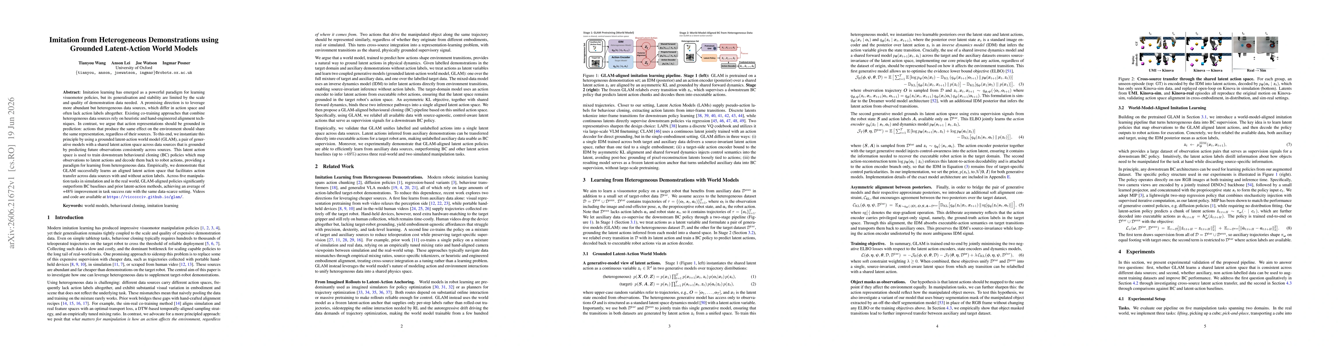 Thumbnail for Imitation from Heterogeneous Demonstrations using Grounded Latent-Action World Models