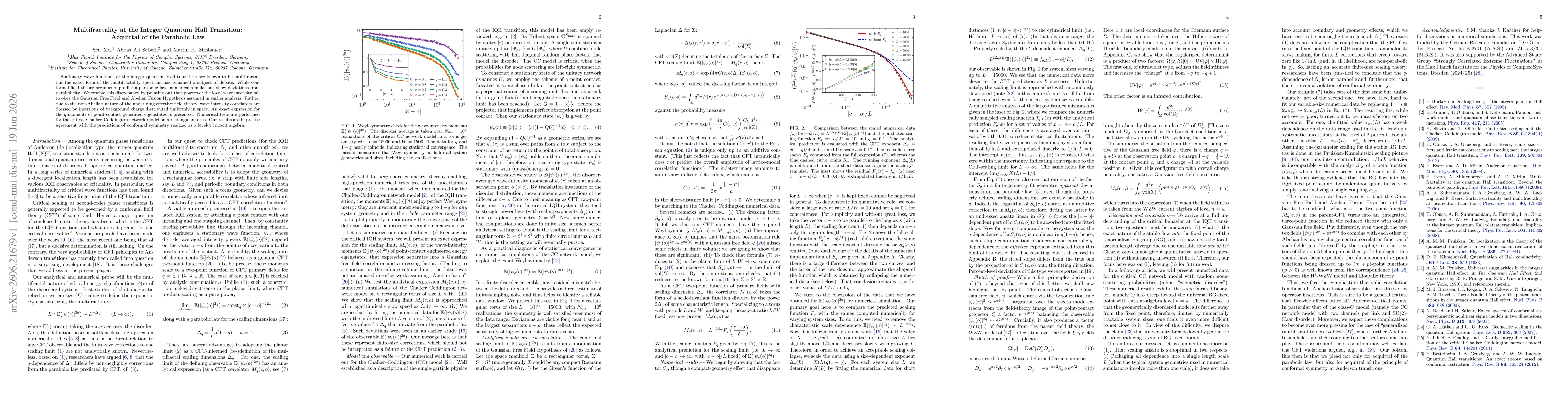 Thumbnail for Multifractality at the Integer Quantum Hall Transition: Acquittal of the Parabolic Law