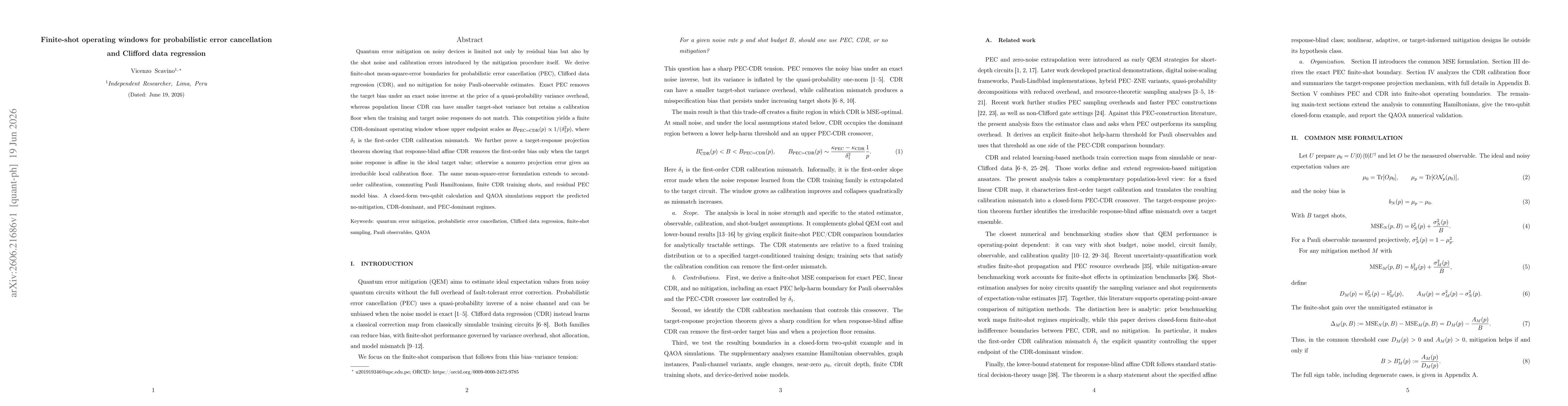 Thumbnail for Finite-shot operating windows for probabilistic error cancellation and Clifford data regression