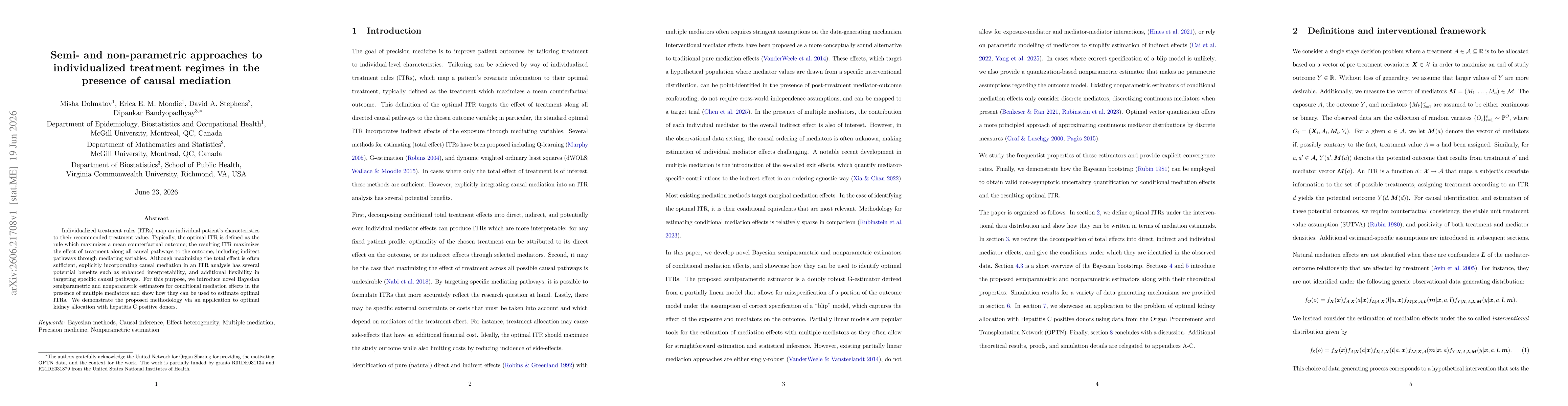 Thumbnail for Semi- and non-parametric approaches to individualized treatment regimes in the presence of causal mediation