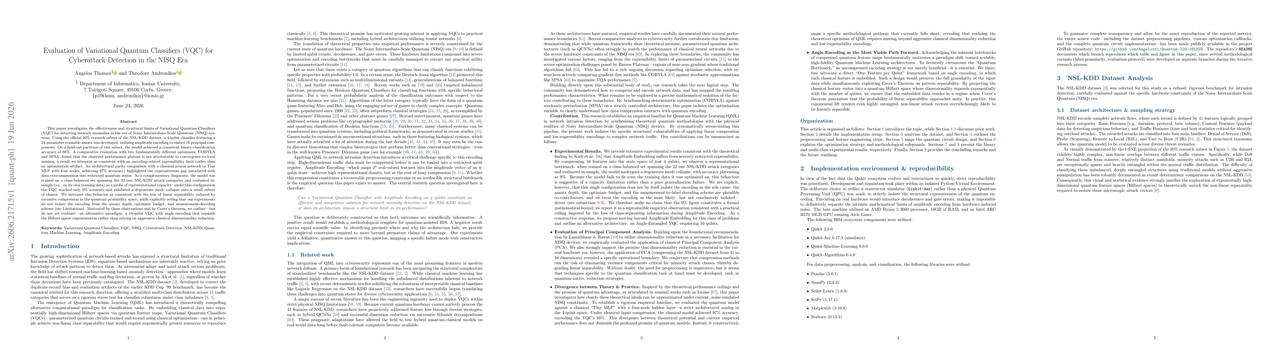 Thumbnail for Evaluation of Variational Quantum Classifiers (VQC) for Cyberattack Detection in the NISQ Era