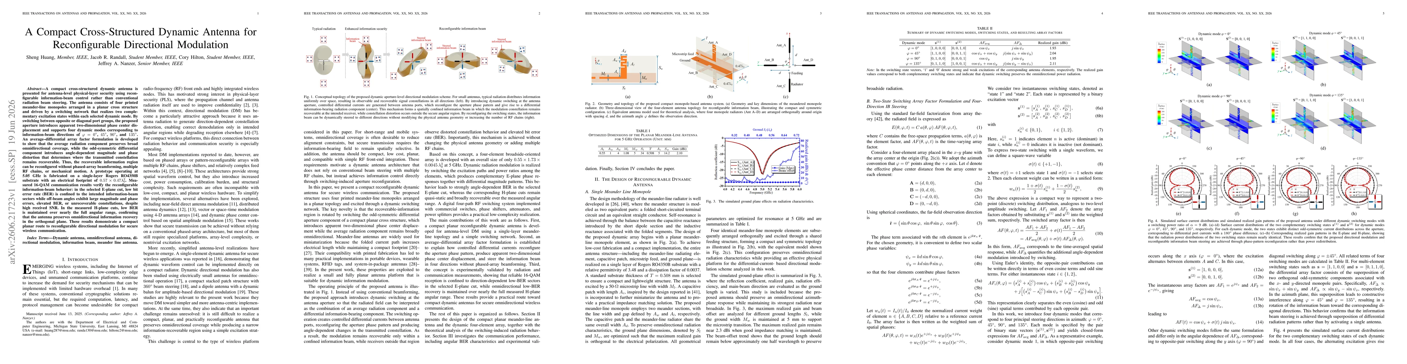 Thumbnail for A Compact Cross-Structured Dynamic Antenna for Reconfigurable Directional Modulation