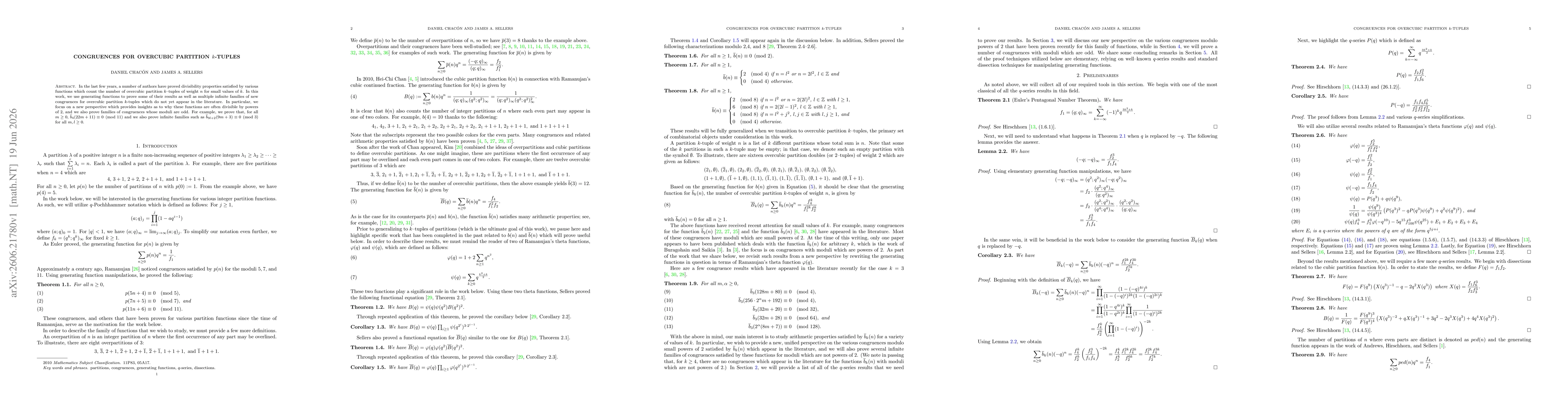 Thumbnail for Congruences for Overcubic Partition $k$-Tuples