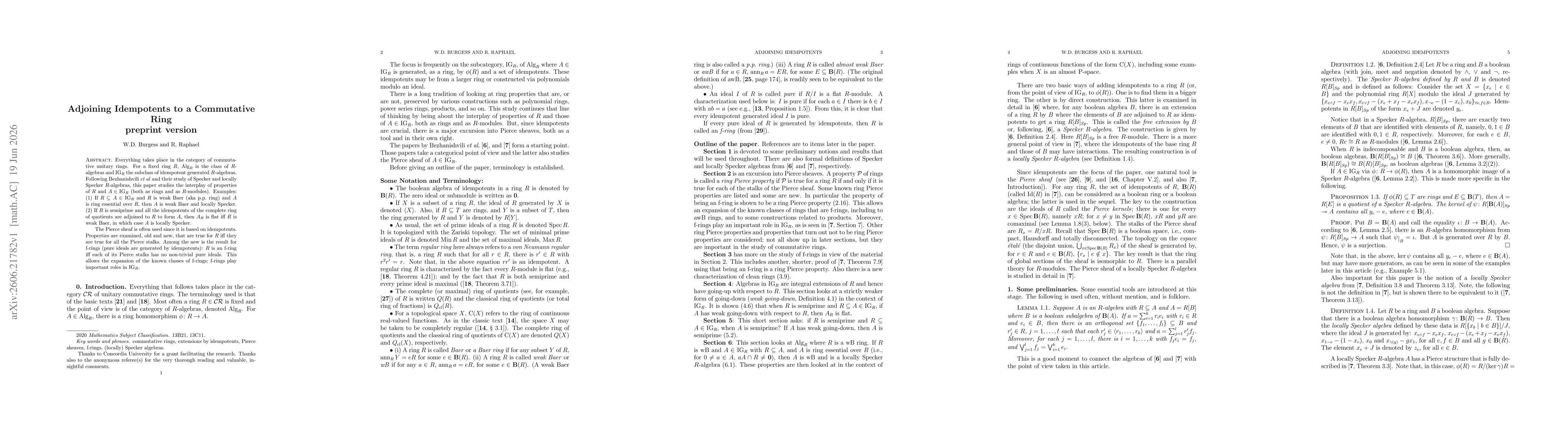 Thumbnail for Adjoining Idempotents to a Commutative Ring preprint version