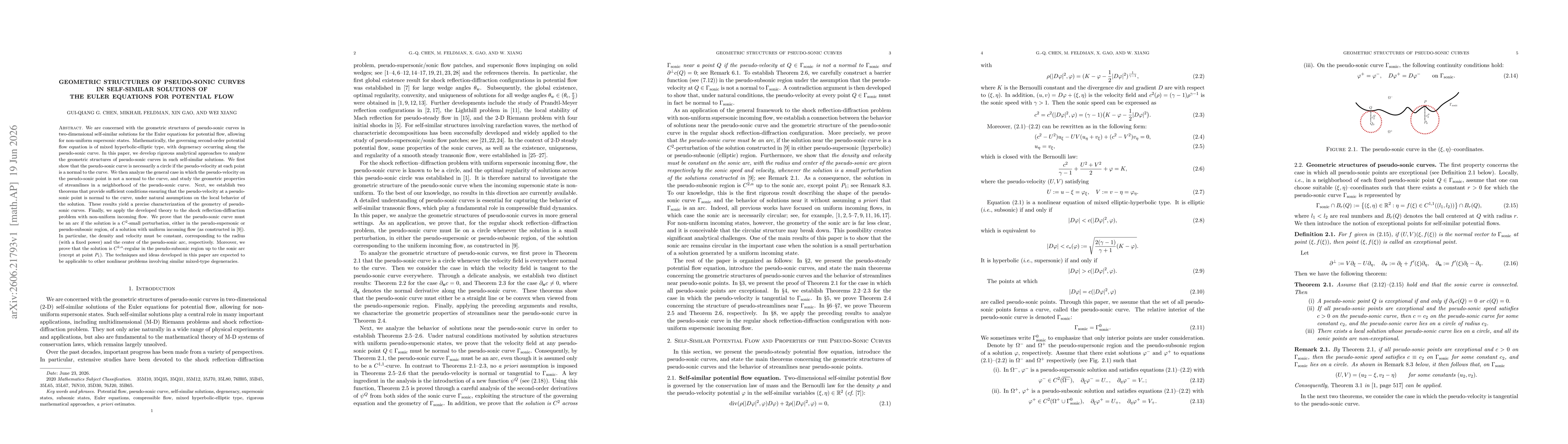 Thumbnail for Geometric Structures of Pseudo-Sonic Curves in Self-Similar Solutions of the Euler Equations for Potential Flow