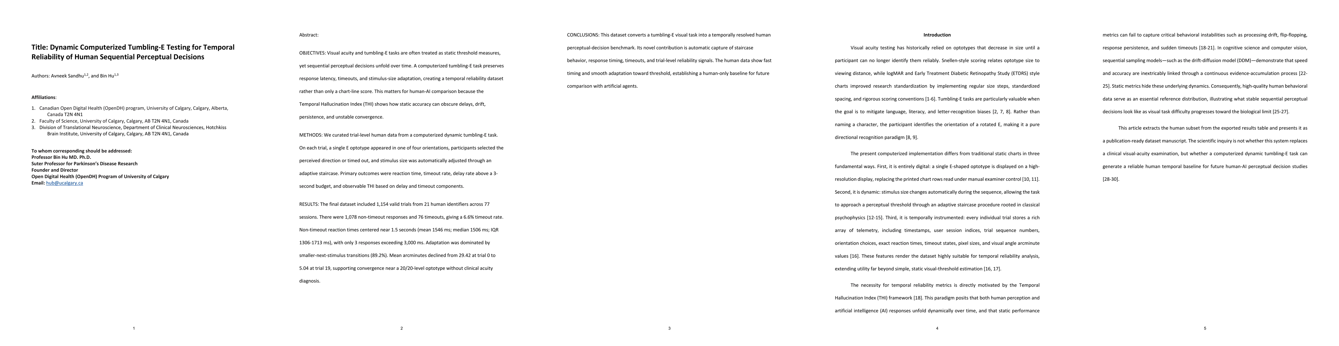 Thumbnail for Dynamic Computerized Tumbling-E Testing for Temporal Reliability of Human Sequential Perceptual Decisions