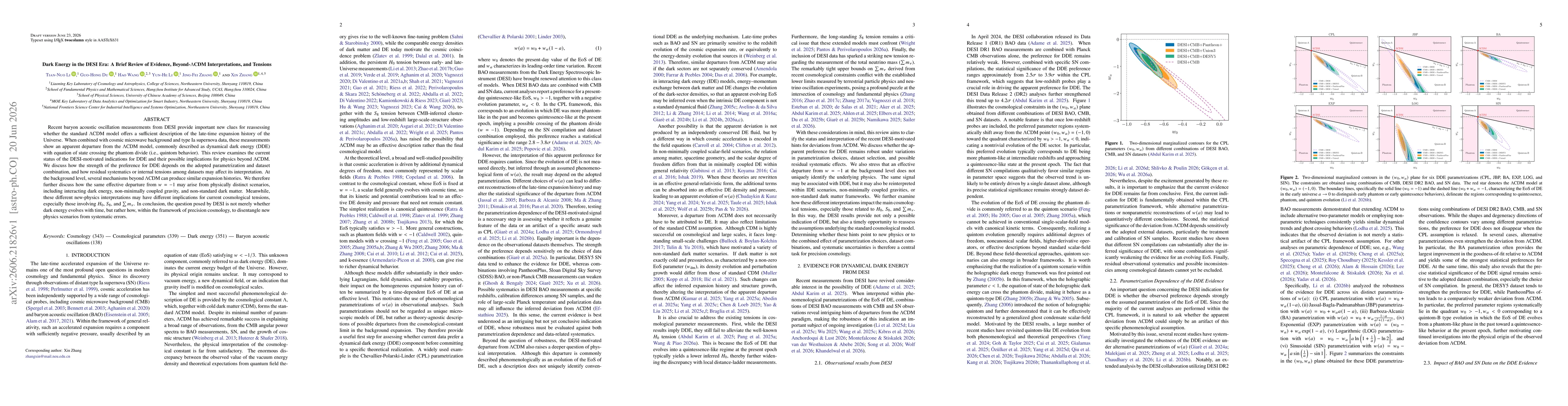 Thumbnail for Dark Energy in the DESI Era: A Brief Review of Evidence, Beyond-$Λ$CDM Interpretations, and Tensions