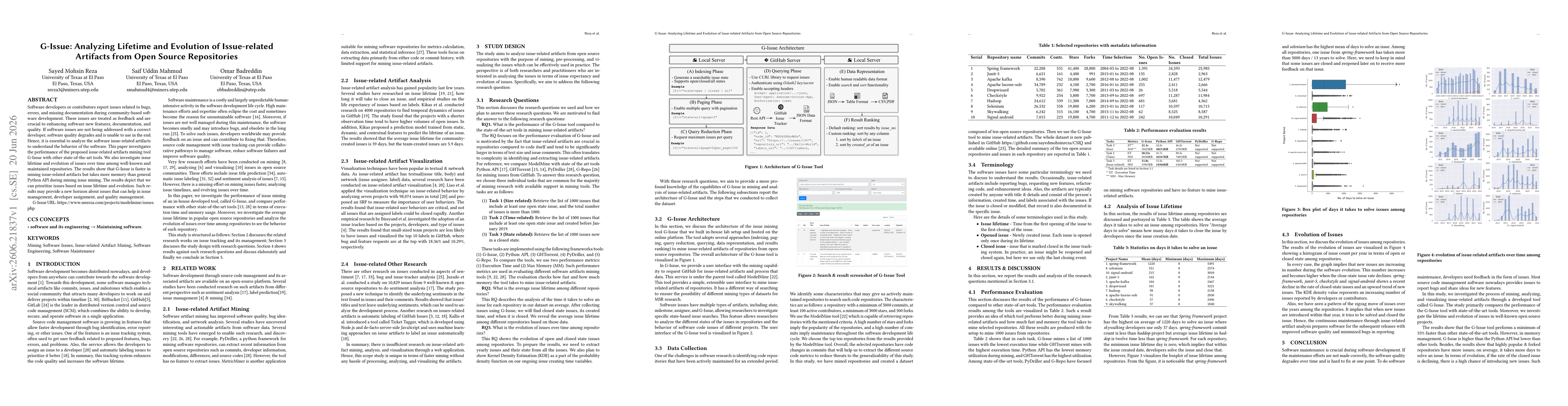 Thumbnail for G-Issue: Analyzing Lifetime and Evolution of Issue-related Artifacts from Open Source Repositories