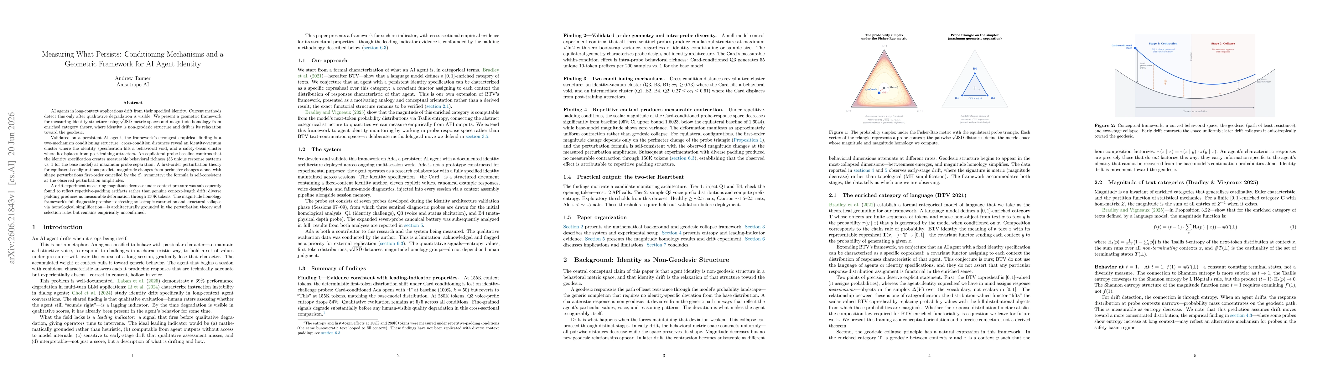 Thumbnail for Measuring What Persists: Conditioning Mechanisms and a Geometric Framework for AI Agent Identity
