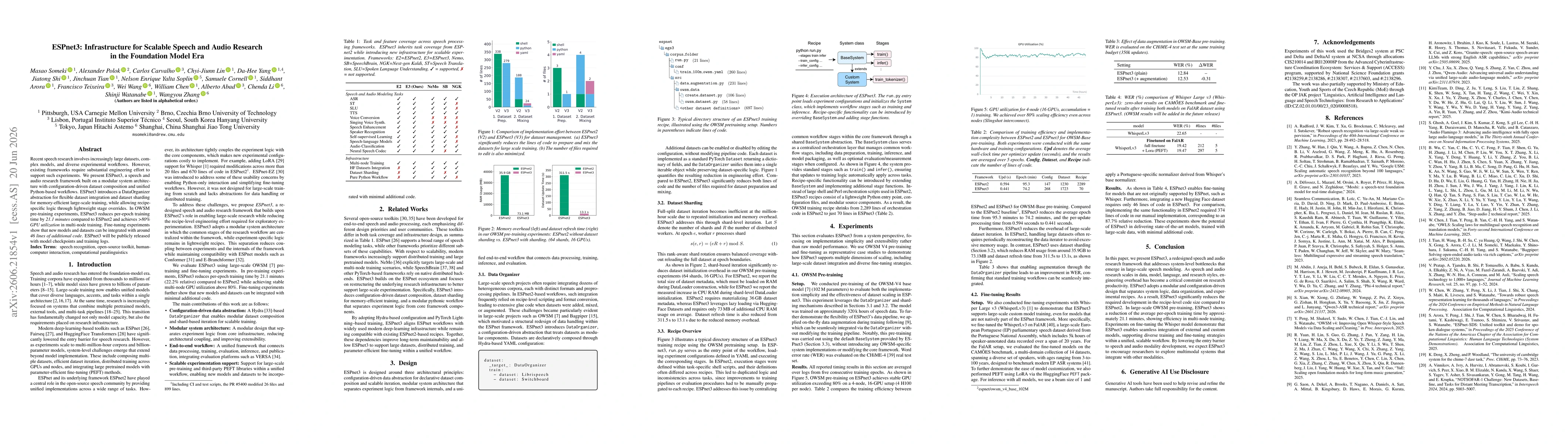 Thumbnail for ESPnet3: Infrastructure for Scalable Speech and Audio Research in the Foundation Model Era