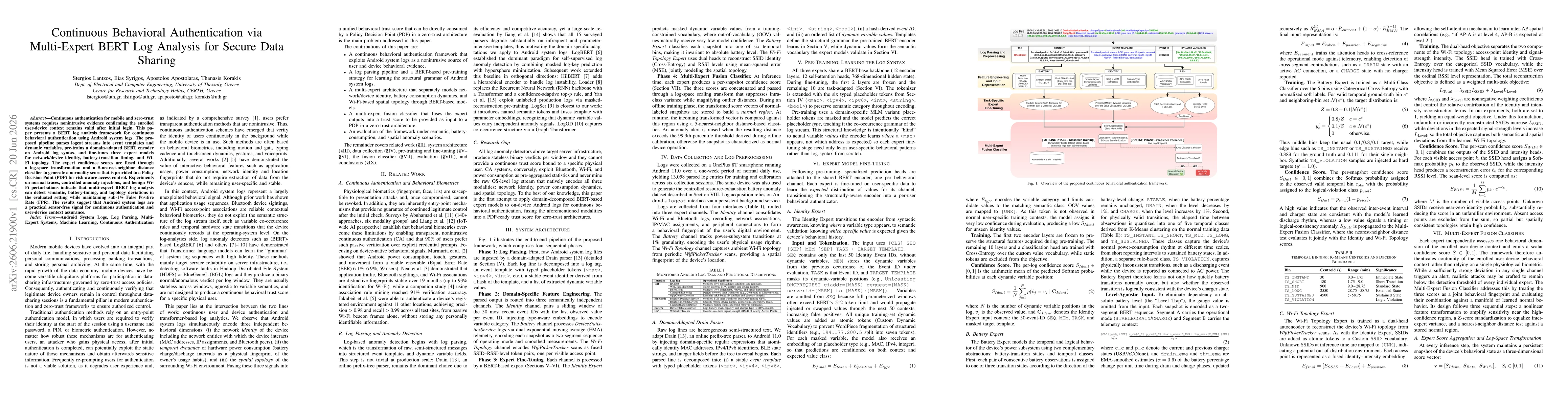 Thumbnail for Continuous Behavioral Authentication via Multi-Expert BERT Log Analysis for Secure Data Sharing