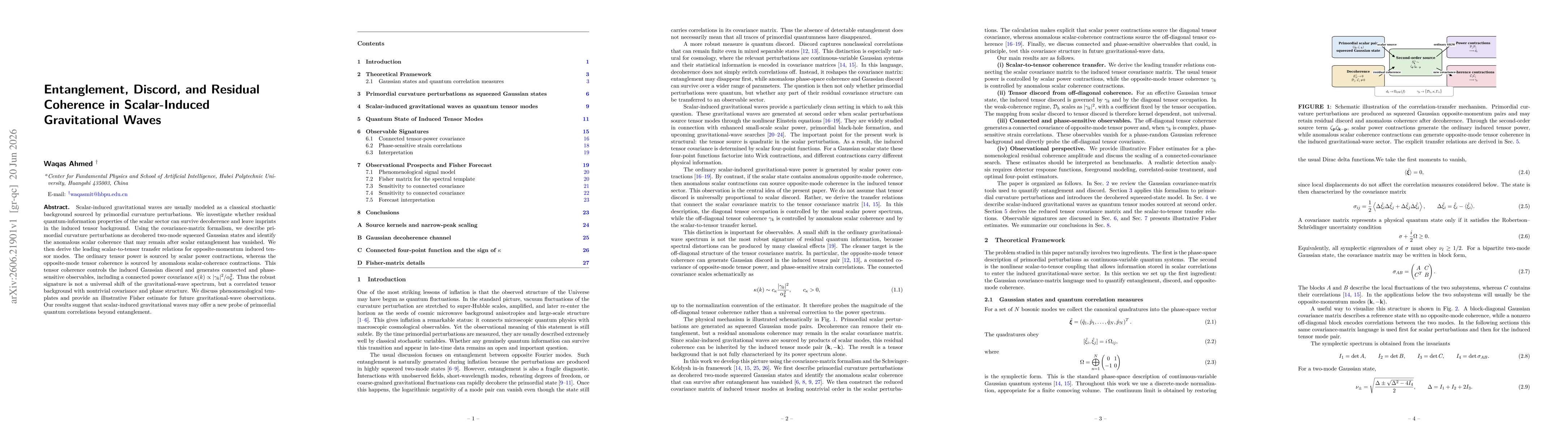 Thumbnail for Entanglement, Discord, and Residual Coherence in Scalar-Induced Gravitational Waves