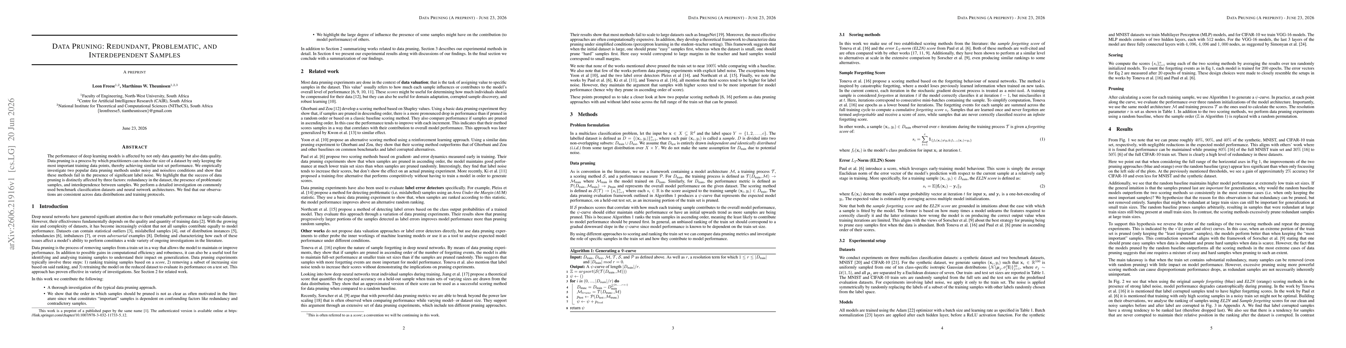 Thumbnail for Data Pruning: Redundant, Problematic, and Interdependent Samples