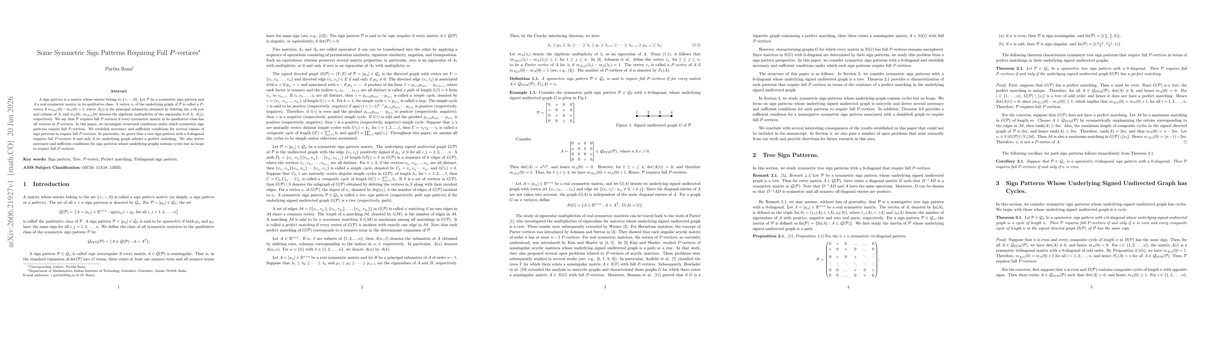 Thumbnail for Some Symmetric Sign Patterns Requiring Full $P$-vertices