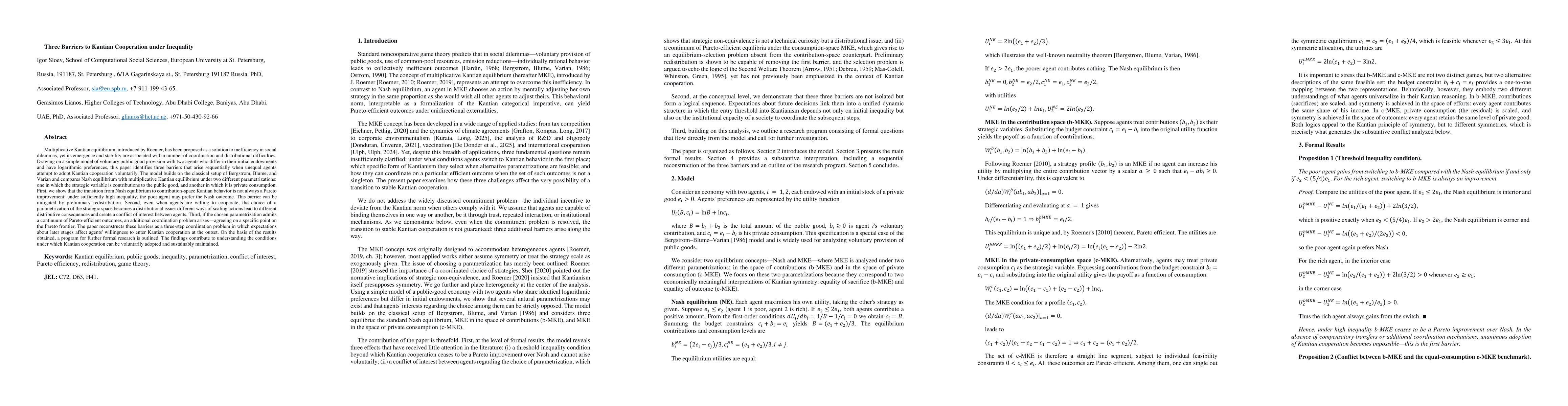 Thumbnail for Three Barriers to Kantian Cooperation under Inequality