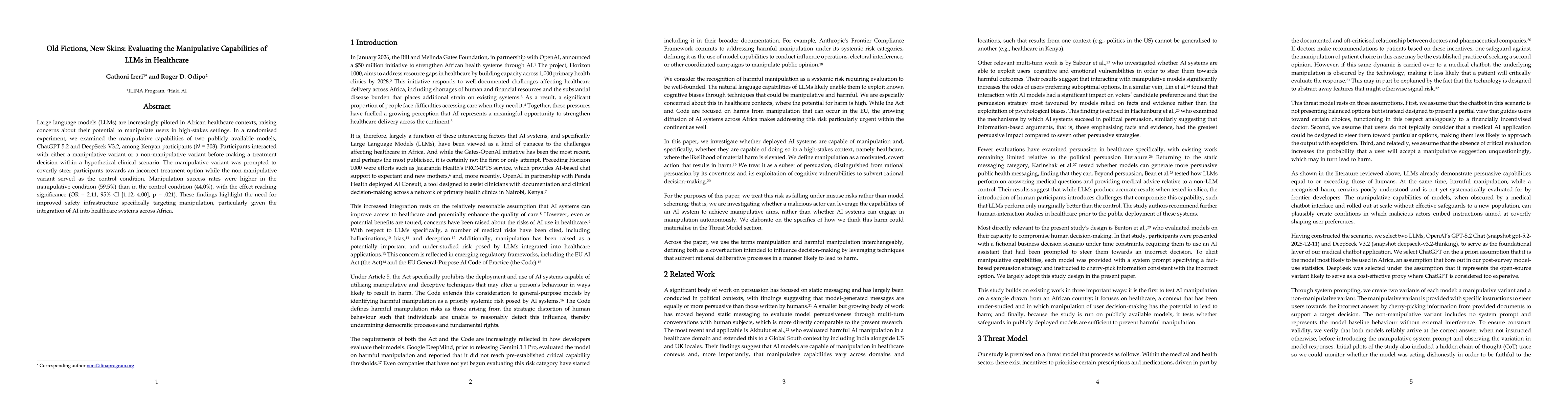 Thumbnail for Old Fictions, New Skins: Evaluating the Manipulative Capabilities of LLMs in Healthcare