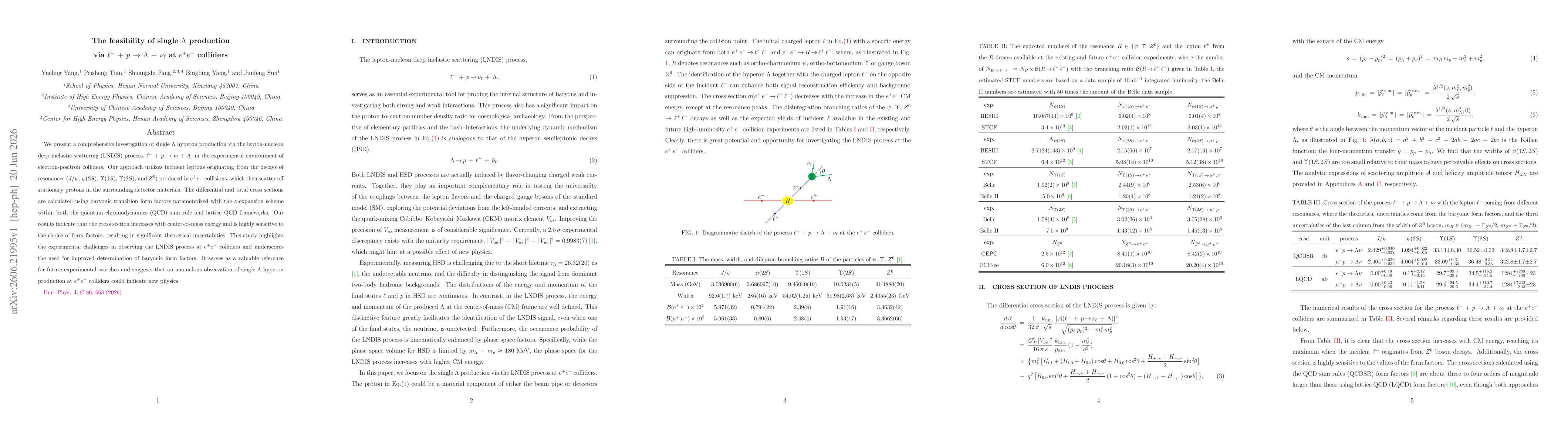 Thumbnail for The feasibility of single $Λ$ production via ${\ell}^{-}$ $+$ $p$ ${\to}$ $Λ$ $+$ $ν_{\ell}$ at $e^{+}e^{-}$ colliders