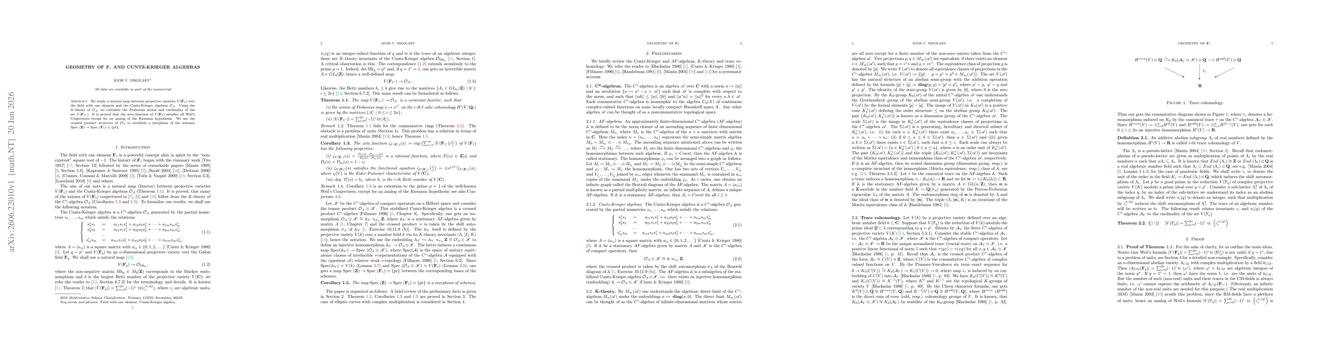 Thumbnail for Geometry of $\mathbf{F}_1$ and Cuntz-Krieger algebras