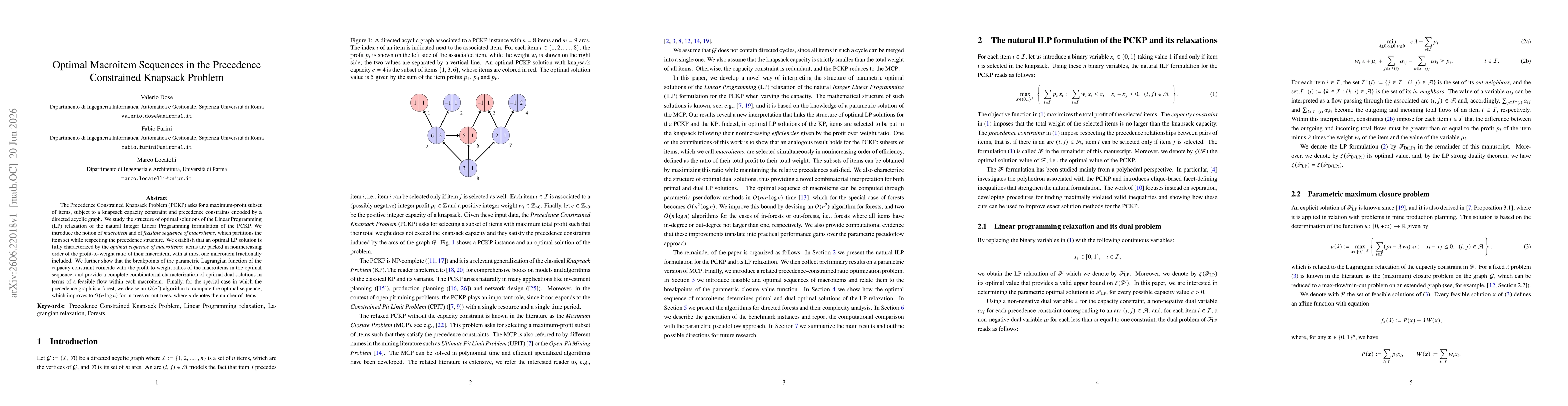 Thumbnail for Optimal Macroitem Sequences in the Precedence Constrained Knapsack Problem