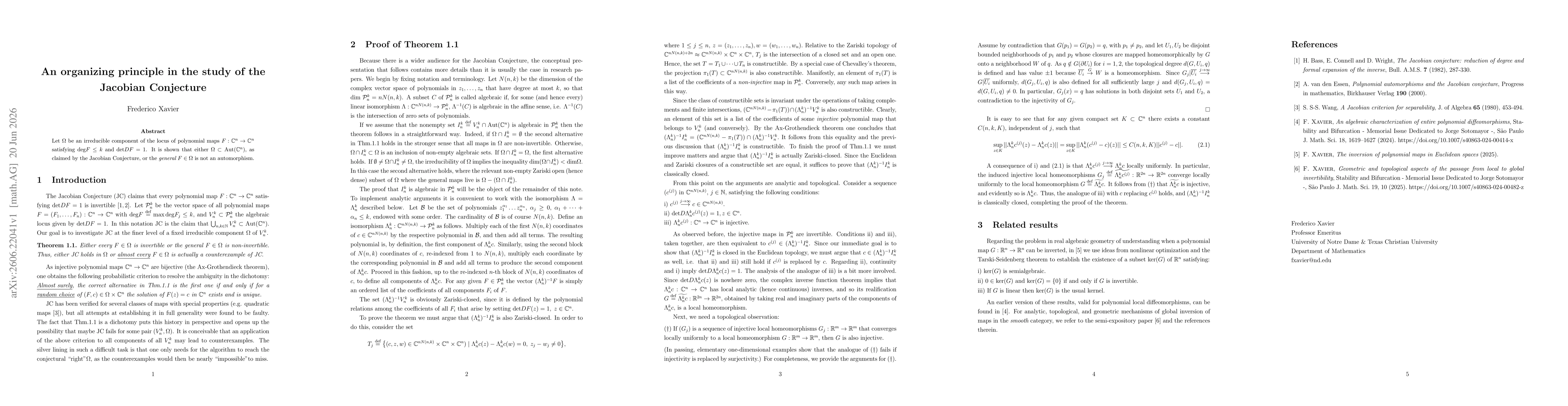 Thumbnail for An organizing principle in the study of the Jacobian Conjecture