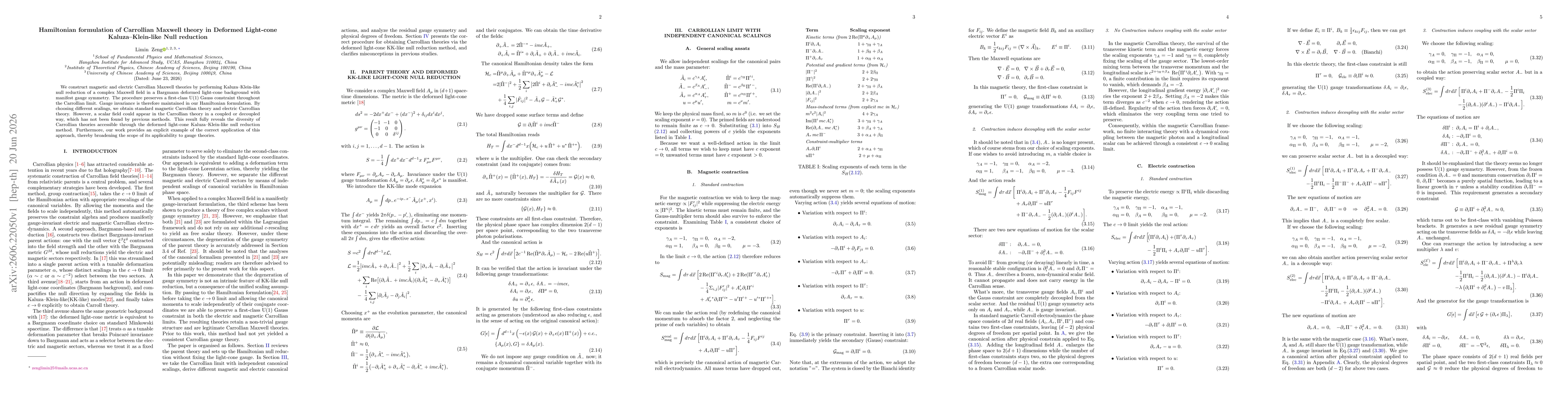 Thumbnail for Hamiltonian formulation of Carrollian Maxwell theory in Deformed Light-cone Kaluza-Klein-like Null reduction