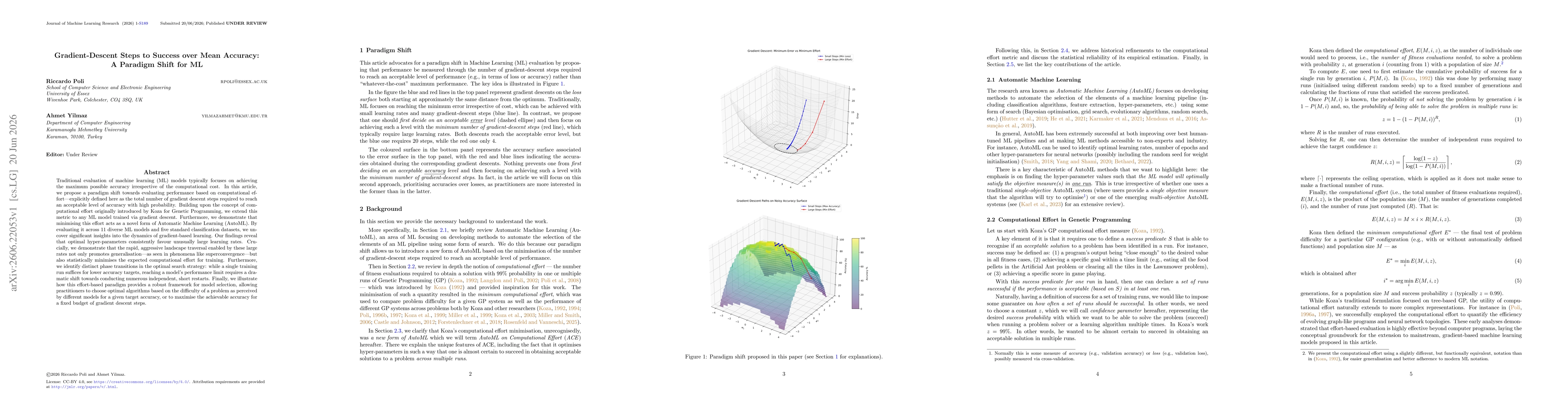 Thumbnail for Gradient-Descent Steps to Success over Mean Accuracy: A Paradigm Shift for ML