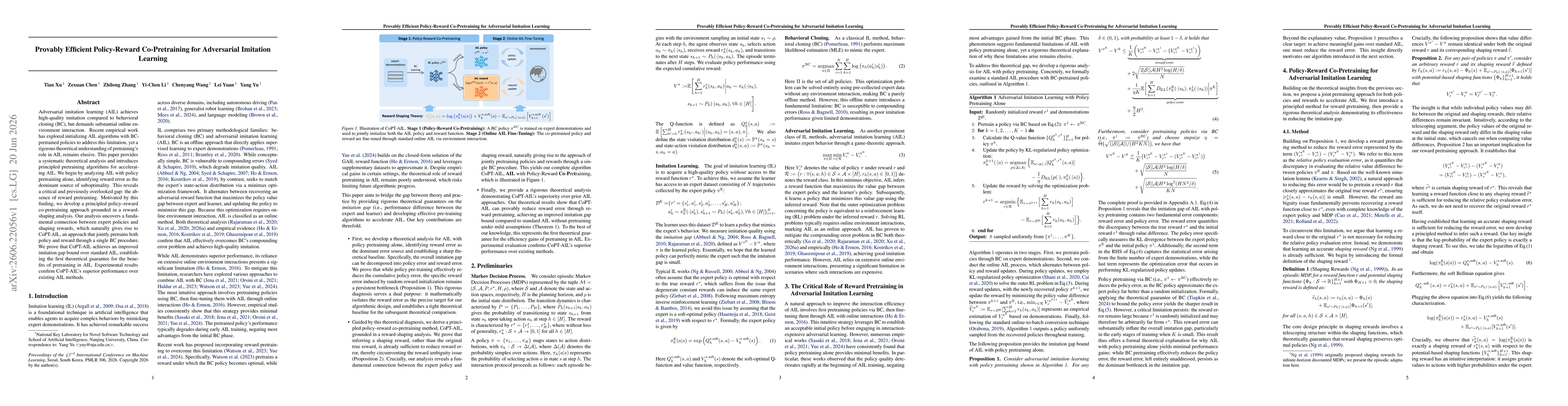 Thumbnail for Provably Efficient Policy-Reward Co-Pretraining for Adversarial Imitation Learning
