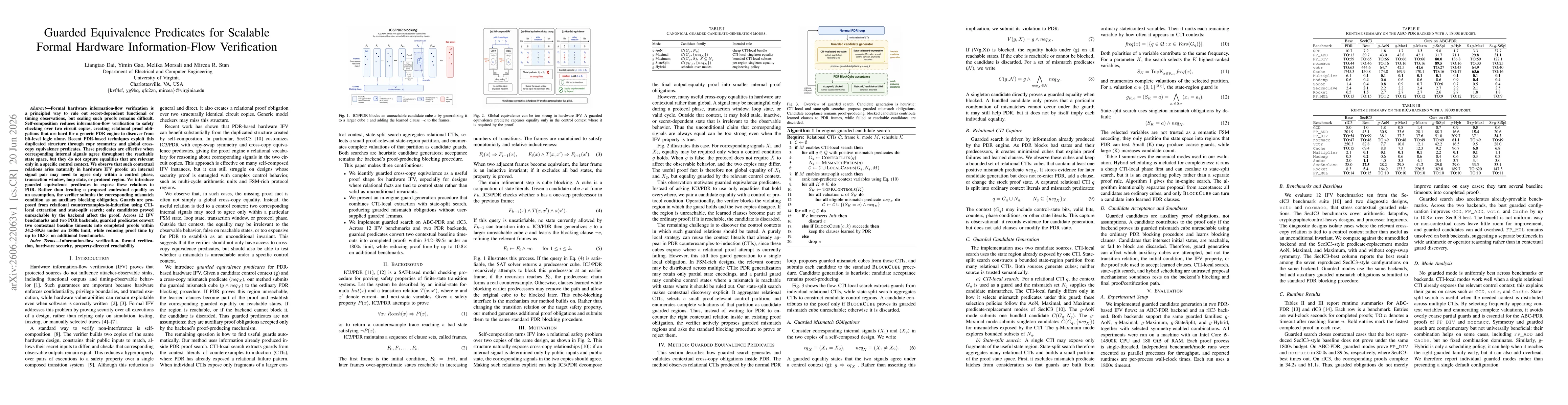 Thumbnail for Guarded Equivalence Predicates for Scalable Formal Hardware Information-Flow Verification
